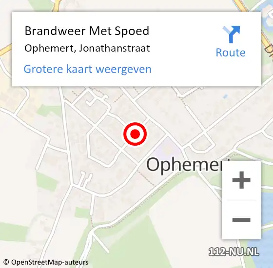 Locatie op kaart van de 112 melding: Brandweer Met Spoed Naar Ophemert, Jonathanstraat op 29 december 2015 21:18
