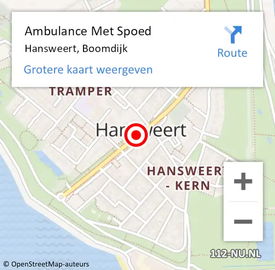 Locatie op kaart van de 112 melding: Ambulance Met Spoed Naar Hansweert, Boomdijk op 29 december 2015 21:36