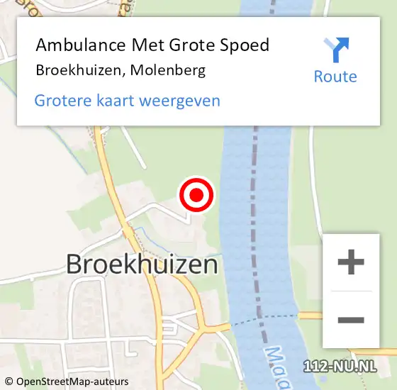 Locatie op kaart van de 112 melding: Ambulance Met Grote Spoed Naar Broekhuizen, Molenberg op 29 december 2015 21:49