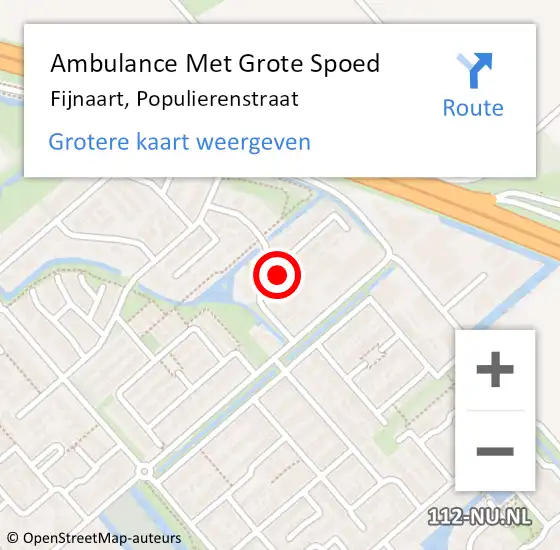 Locatie op kaart van de 112 melding: Ambulance Met Grote Spoed Naar Fijnaart, Populierenstraat op 29 december 2015 22:05