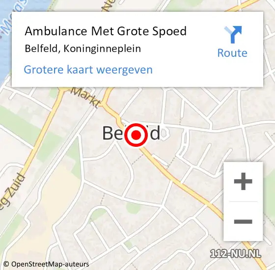 Locatie op kaart van de 112 melding: Ambulance Met Grote Spoed Naar Belfeld, Koninginneplein op 29 december 2015 22:56