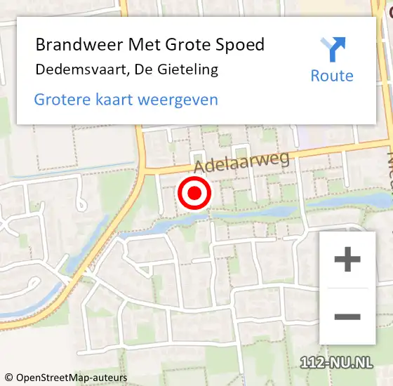 Locatie op kaart van de 112 melding: Brandweer Met Grote Spoed Naar Dedemsvaart, De Gieteling op 30 december 2015 00:07