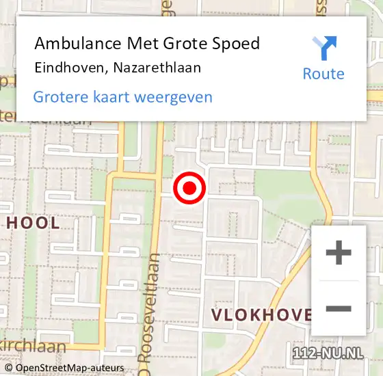 Locatie op kaart van de 112 melding: Ambulance Met Grote Spoed Naar Eindhoven, Nazarethlaan op 30 december 2015 00:10