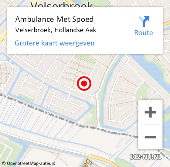 Locatie op kaart van de 112 melding: Ambulance Met Spoed Naar Velserbroek, Hollandse Aak op 30 december 2015 00:44