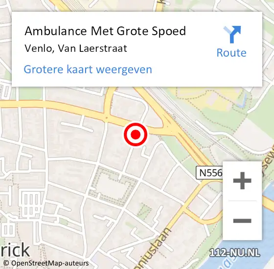 Locatie op kaart van de 112 melding: Ambulance Met Grote Spoed Naar Venlo, Van Laerstraat op 30 december 2015 01:32