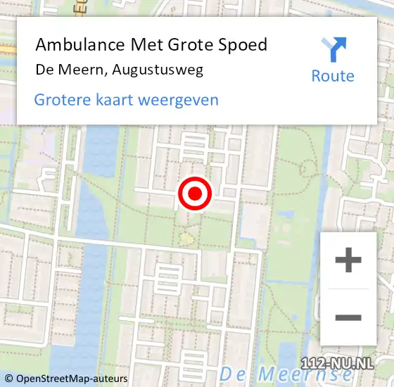 Locatie op kaart van de 112 melding: Ambulance Met Grote Spoed Naar De Meern, Augustusweg op 30 december 2015 02:04