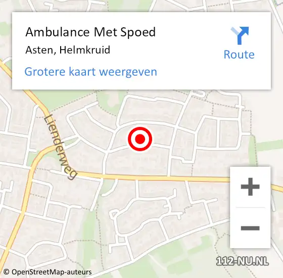 Locatie op kaart van de 112 melding: Ambulance Met Spoed Naar Asten, Helmkruid op 30 december 2015 02:19