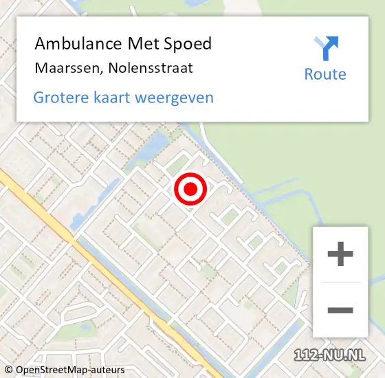 Locatie op kaart van de 112 melding: Ambulance Met Spoed Naar Maarssen, Nolensstraat op 30 december 2015 03:06