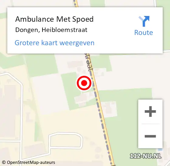 Locatie op kaart van de 112 melding: Ambulance Met Spoed Naar Dongen, Heibloemstraat op 1 december 2013 21:04