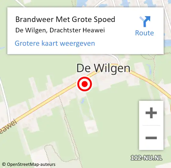 Locatie op kaart van de 112 melding: Brandweer Met Grote Spoed Naar De Wilgen, Drachtster Heawei op 30 december 2015 04:36