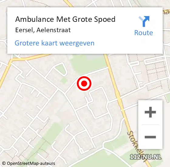 Locatie op kaart van de 112 melding: Ambulance Met Grote Spoed Naar Eersel, Aelenstraat op 30 december 2015 05:28