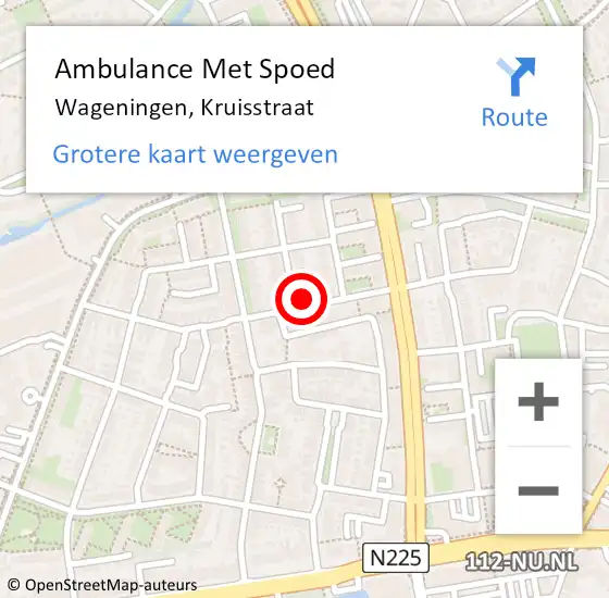 Locatie op kaart van de 112 melding: Ambulance Met Spoed Naar Wageningen, Kruisstraat op 30 december 2015 09:07