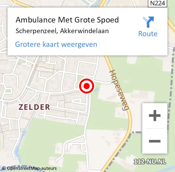 Locatie op kaart van de 112 melding: Ambulance Met Grote Spoed Naar Scherpenzeel, Akkerwindelaan op 30 december 2015 09:59