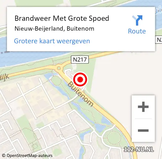 Locatie op kaart van de 112 melding: Brandweer Met Grote Spoed Naar Nieuw-Beijerland, Buitenom op 30 december 2015 10:07