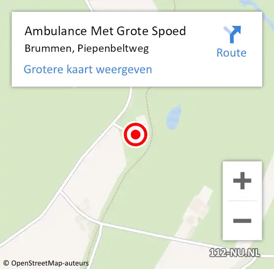 Locatie op kaart van de 112 melding: Ambulance Met Grote Spoed Naar Brummen, Piepenbeltweg op 30 december 2015 11:05