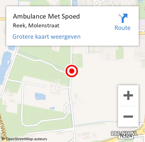 Locatie op kaart van de 112 melding: Ambulance Met Spoed Naar Reek, Molenstraat op 30 december 2015 11:30