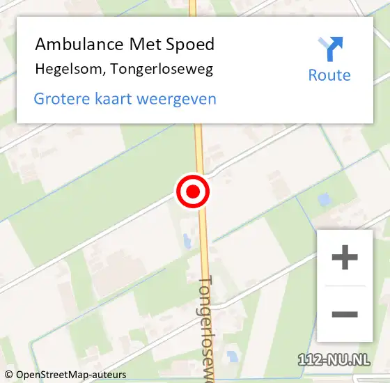 Locatie op kaart van de 112 melding: Ambulance Met Spoed Naar Hegelsom, Tongerloseweg op 30 december 2015 12:52