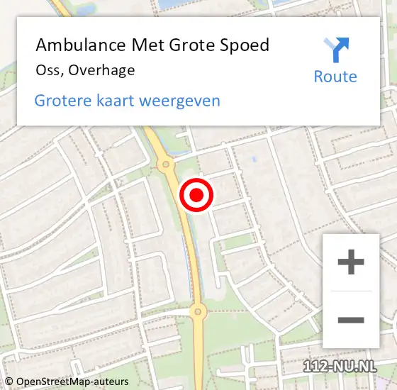 Locatie op kaart van de 112 melding: Ambulance Met Grote Spoed Naar Oss, Overhage op 30 december 2015 12:53