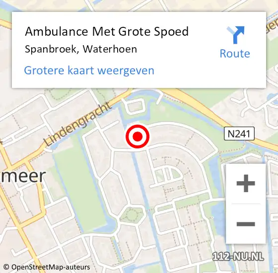 Locatie op kaart van de 112 melding: Ambulance Met Grote Spoed Naar Spanbroek, Waterhoen op 30 december 2015 13:26