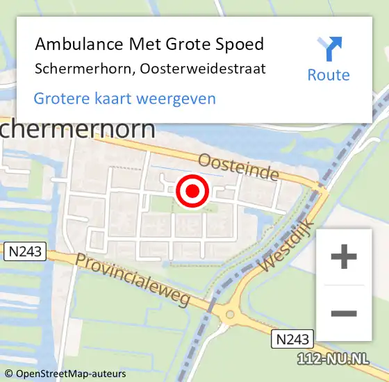 Locatie op kaart van de 112 melding: Ambulance Met Grote Spoed Naar Schermerhorn, Oosterweidestraat op 30 december 2015 13:34