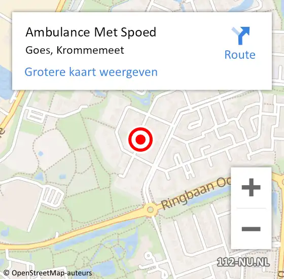 Locatie op kaart van de 112 melding: Ambulance Met Spoed Naar Goes, Krommemeet op 30 december 2015 13:43