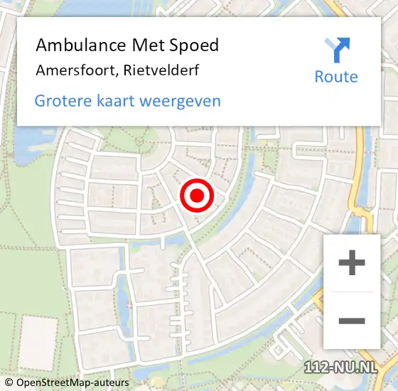 Locatie op kaart van de 112 melding: Ambulance Met Spoed Naar Amersfoort, Rietvelderf op 30 december 2015 14:31