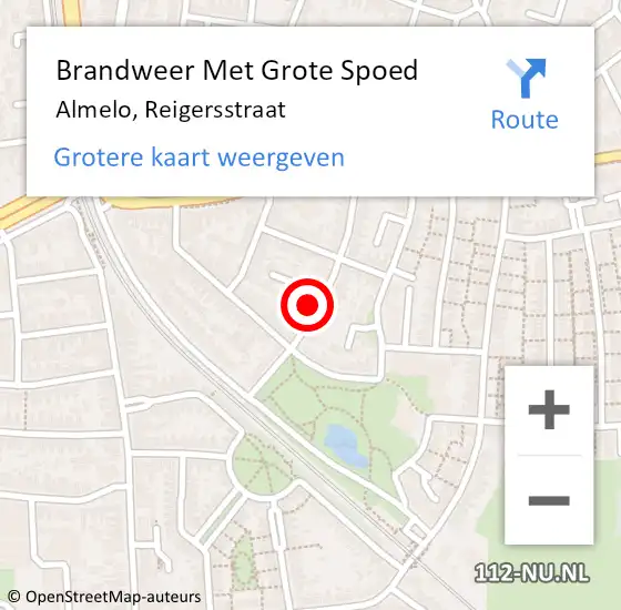 Locatie op kaart van de 112 melding: Brandweer Met Grote Spoed Naar Almelo, Reigersstraat op 30 december 2015 14:37