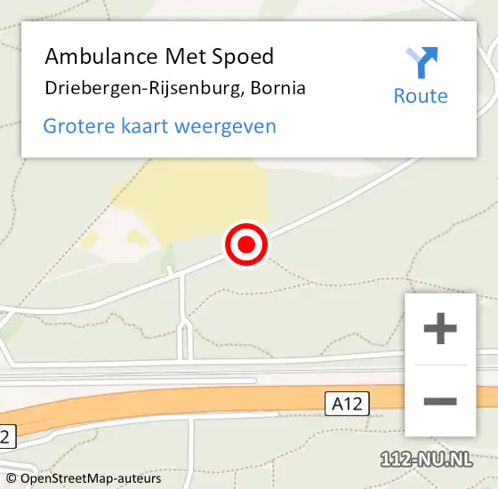 Locatie op kaart van de 112 melding: Ambulance Met Spoed Naar Driebergen-Rijsenburg, Bornia op 30 december 2015 15:20
