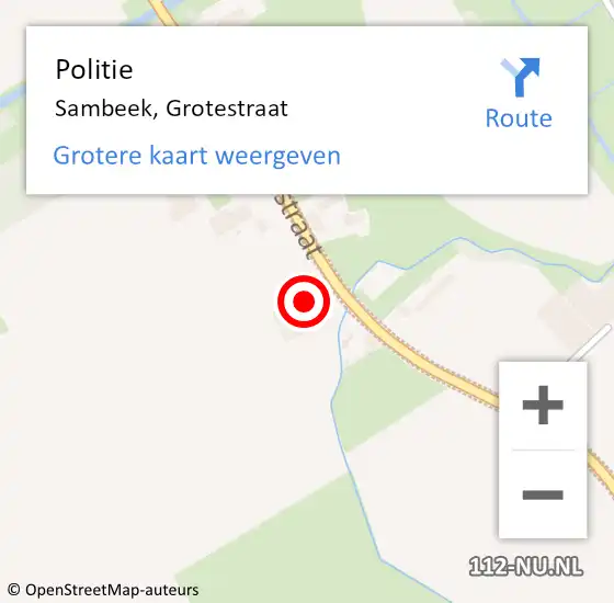 Locatie op kaart van de 112 melding: Politie Sambeek, Grotestraat op 30 december 2015 15:26