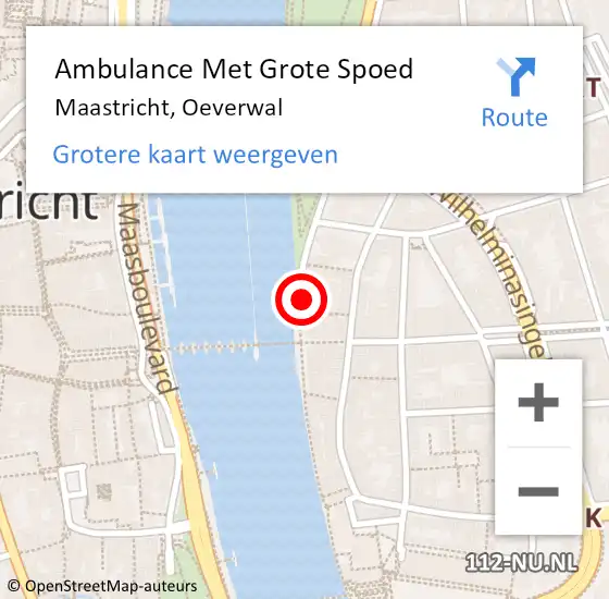 Locatie op kaart van de 112 melding: Ambulance Met Grote Spoed Naar Maastricht, Oeverwal op 1 december 2013 22:25