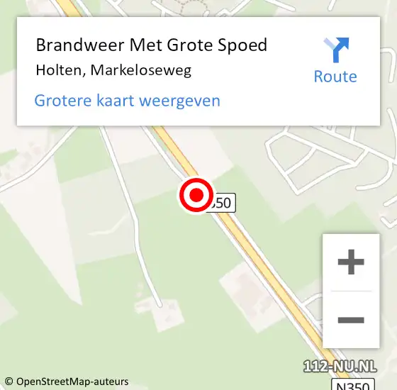 Locatie op kaart van de 112 melding: Brandweer Met Grote Spoed Naar Holten, Markeloseweg op 30 december 2015 15:37