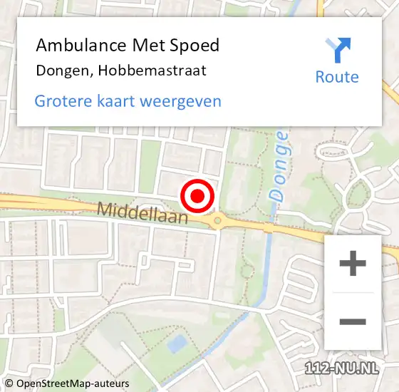 Locatie op kaart van de 112 melding: Ambulance Met Spoed Naar Dongen, Hobbemastraat op 30 december 2015 15:43