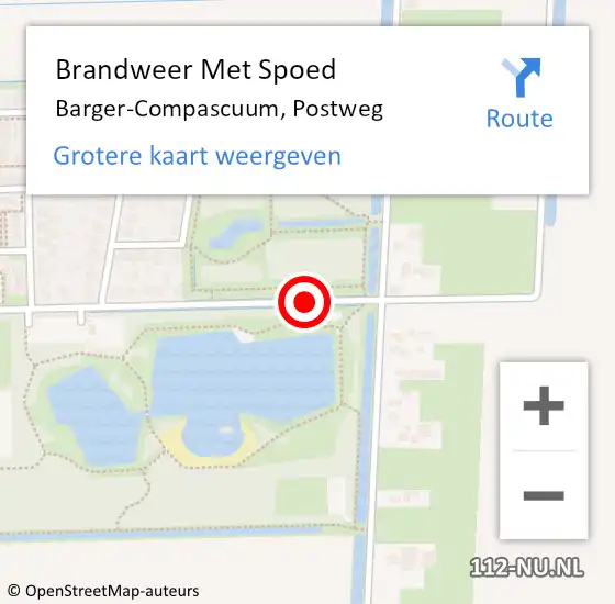 Locatie op kaart van de 112 melding: Brandweer Met Spoed Naar Barger-Compascuum, Postweg op 30 december 2015 16:20