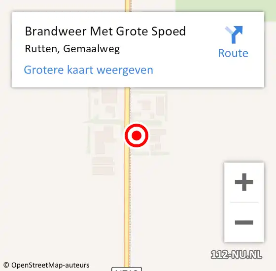 Locatie op kaart van de 112 melding: Brandweer Met Grote Spoed Naar Rutten, Gemaalweg op 30 december 2015 16:28