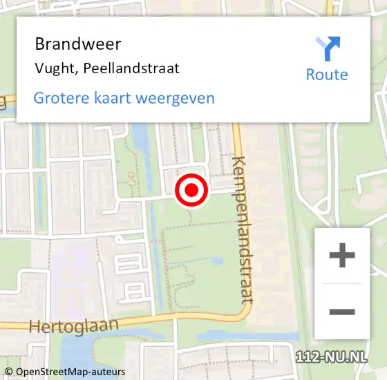 Locatie op kaart van de 112 melding: Brandweer Vught, Peellandstraat op 30 december 2015 16:44