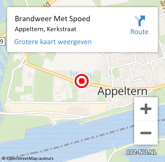 Locatie op kaart van de 112 melding: Brandweer Met Spoed Naar Appeltern, Kerkstraat op 30 december 2015 17:06