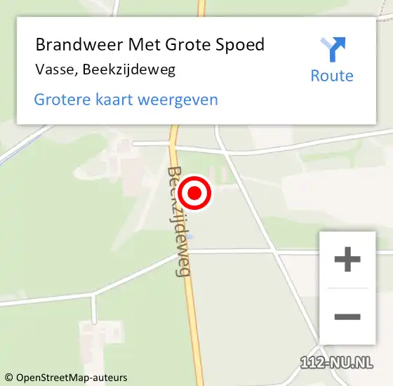 Locatie op kaart van de 112 melding: Brandweer Met Grote Spoed Naar Vasse, Beekzijdeweg op 30 december 2015 17:28