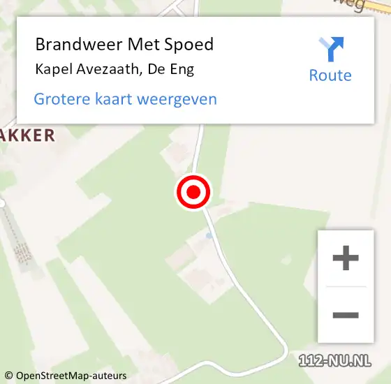 Locatie op kaart van de 112 melding: Brandweer Met Spoed Naar Kapel Avezaath, De Eng op 30 december 2015 17:43