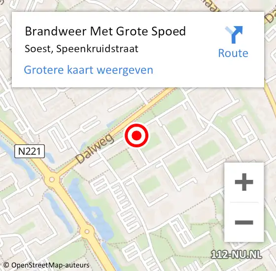 Locatie op kaart van de 112 melding: Brandweer Met Grote Spoed Naar Soest, Speenkruidstraat op 30 december 2015 18:01