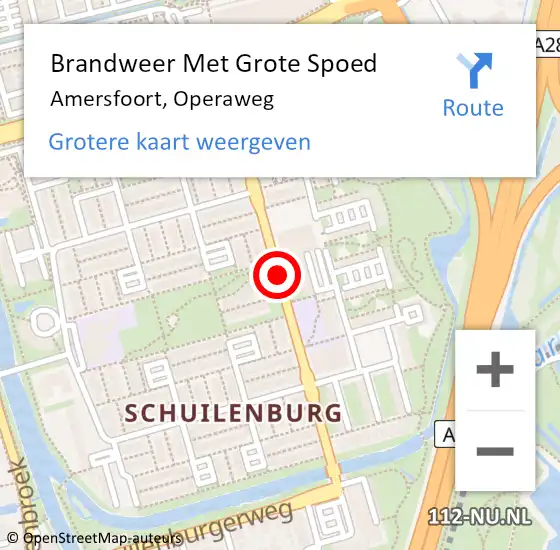 Locatie op kaart van de 112 melding: Brandweer Met Grote Spoed Naar Amersfoort, Operaweg op 30 december 2015 18:04