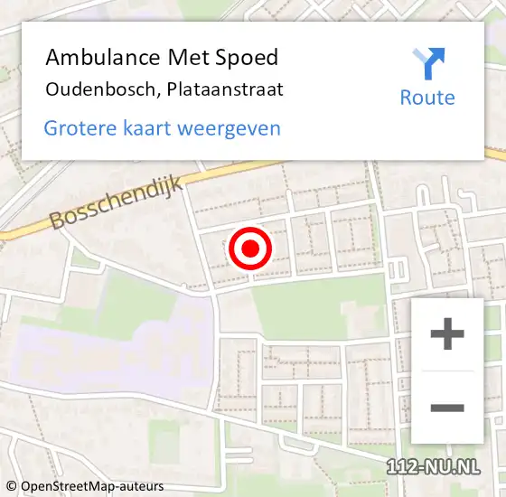 Locatie op kaart van de 112 melding: Ambulance Met Spoed Naar Oudenbosch, Plataanstraat op 30 december 2015 18:09