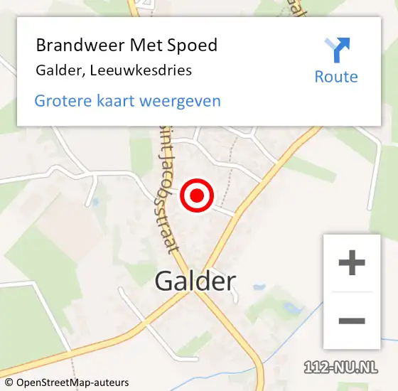 Locatie op kaart van de 112 melding: Brandweer Met Spoed Naar Galder, Leeuwkesdries op 30 december 2015 19:00