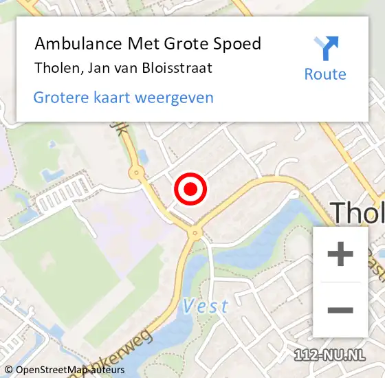 Locatie op kaart van de 112 melding: Ambulance Met Grote Spoed Naar Tholen, Jan van Bloisstraat op 30 december 2015 19:20