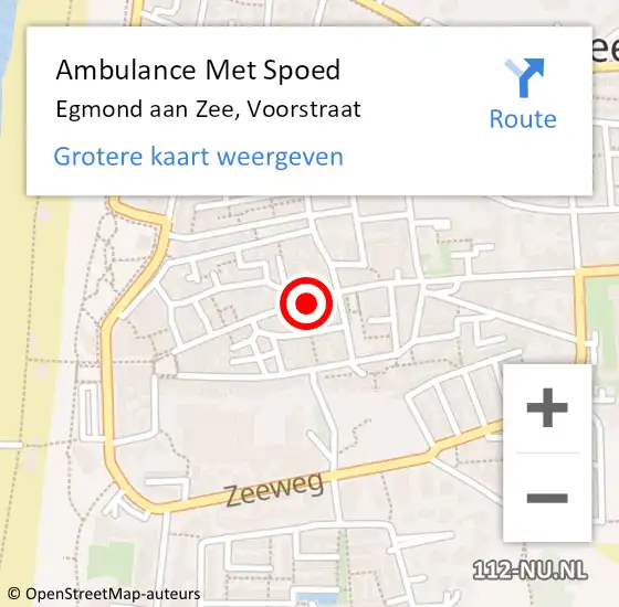 Locatie op kaart van de 112 melding: Ambulance Met Spoed Naar Egmond aan Zee, Voorstraat op 30 december 2015 19:34