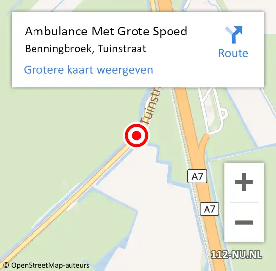 Locatie op kaart van de 112 melding: Ambulance Met Grote Spoed Naar Benningbroek, Tuinstraat op 30 december 2015 20:01