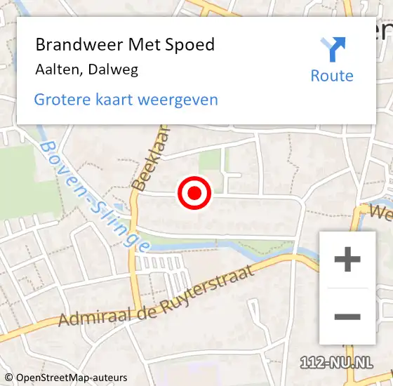 Locatie op kaart van de 112 melding: Brandweer Met Spoed Naar Aalten, Dalweg op 30 december 2015 20:20