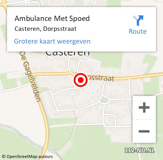 Locatie op kaart van de 112 melding: Ambulance Met Spoed Naar Casteren, Dorpsstraat op 30 december 2015 20:28