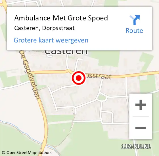 Locatie op kaart van de 112 melding: Ambulance Met Grote Spoed Naar Casteren, Dorpsstraat op 30 december 2015 20:31