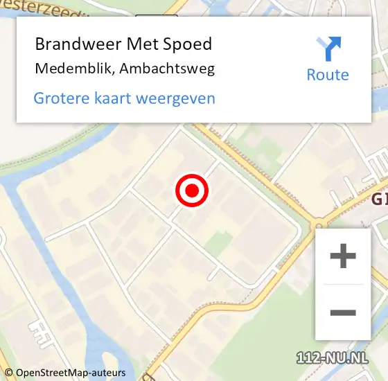 Locatie op kaart van de 112 melding: Brandweer Met Spoed Naar Medemblik, Ambachtsweg op 30 december 2015 20:55