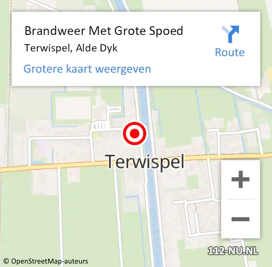 Locatie op kaart van de 112 melding: Brandweer Met Grote Spoed Naar Terwispel, Alde Dyk op 30 december 2015 21:10